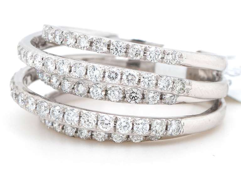 New 1.22ctw Diamond Five Row Ring in 14K White Gold