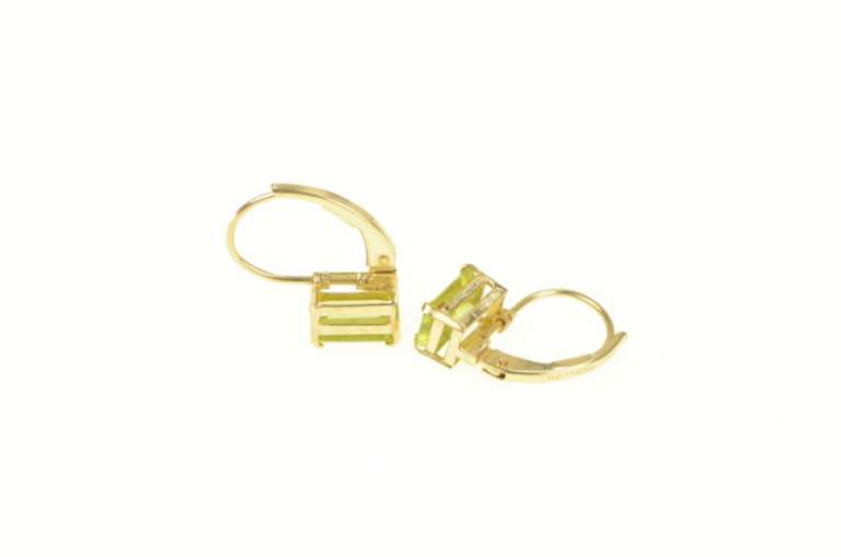 14K Yellow Gold Peridot Solitaire August Birthstone LeverBack Earrings