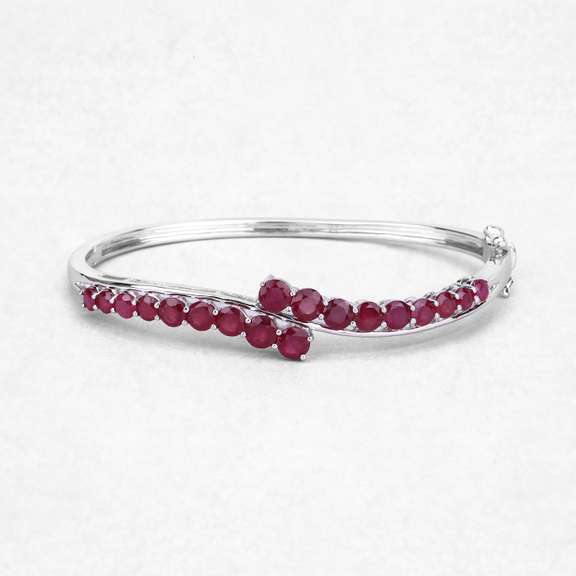 Rhodium Plated 7.48ctw Ruby Bracelet