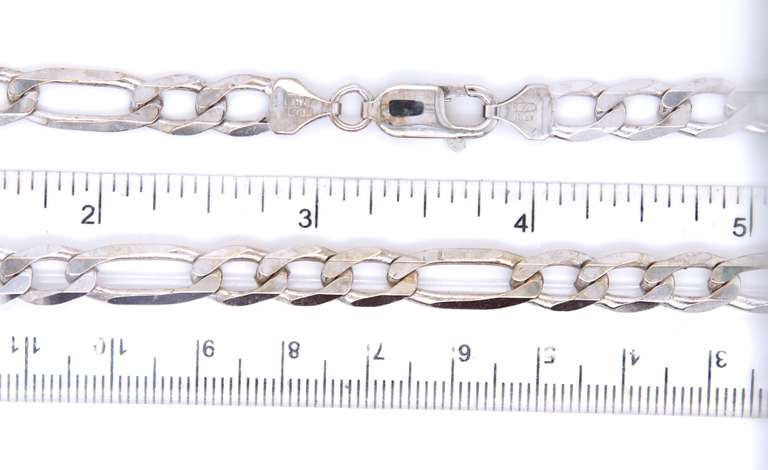 Popular Italian White Gold Figaro Link Chain Necklace