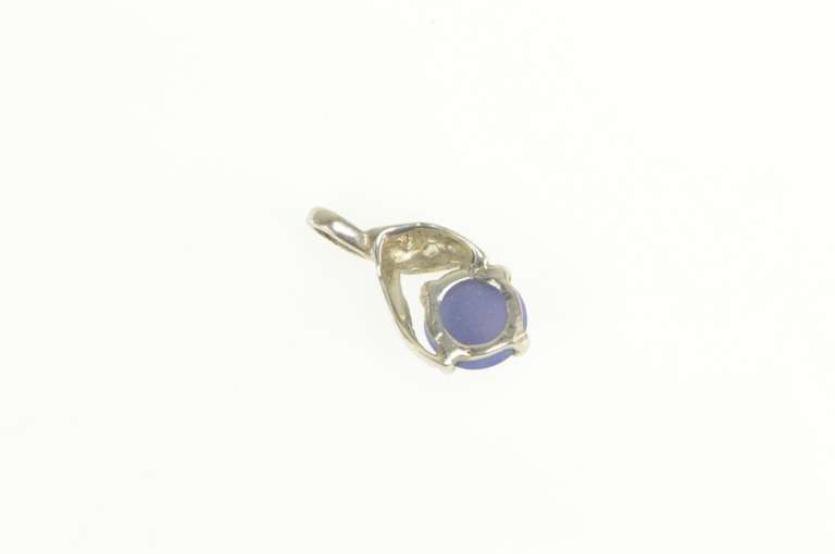 10K White Gold Syn. Blue Star Sapphire Diamond Accent Pendant