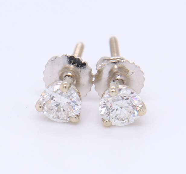 Elegant White Gold Enhanced Diamond Stud Earrings