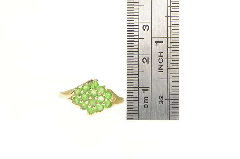 14K Yellow Gold Simple Peridot Cluster Statement Ring