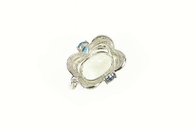 14K White Gold Green Amethyst Topaz Diamond Statement Pendant