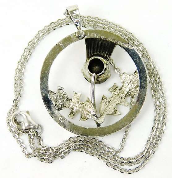 Vintage Sterling Thistle Pendant & Chain