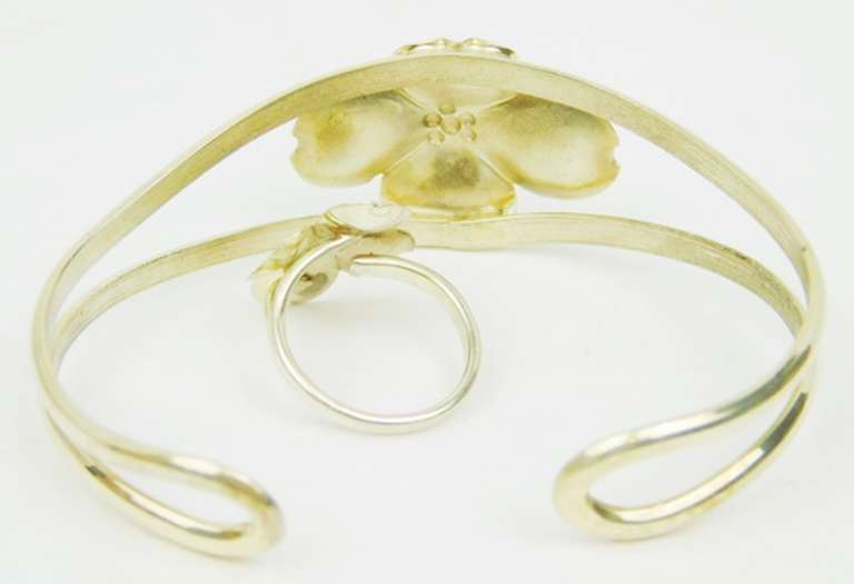 Vintage NYE Sterling Dogwood Cuff & Ring