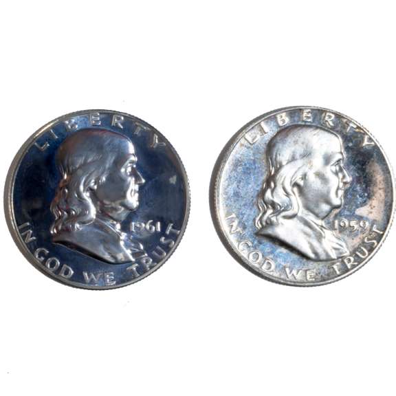2 1961 Cameo Proof Franklin Halves
