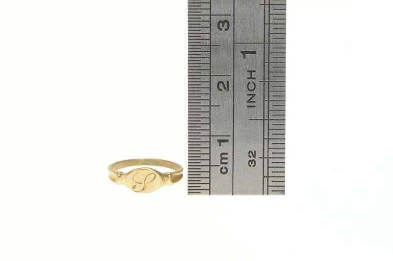 10K Yellow Gold S Cursive Monogram Name Letter Initial Baby Ring