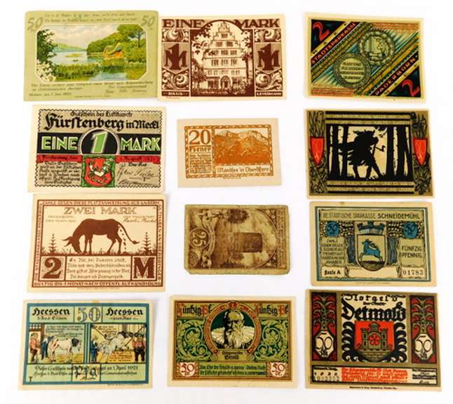 12 Pieces of Foreign Paper Money, 1920's