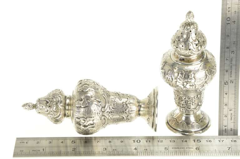 800 Silver 19th Century German Fairy Tail Salt Pepper Shaker