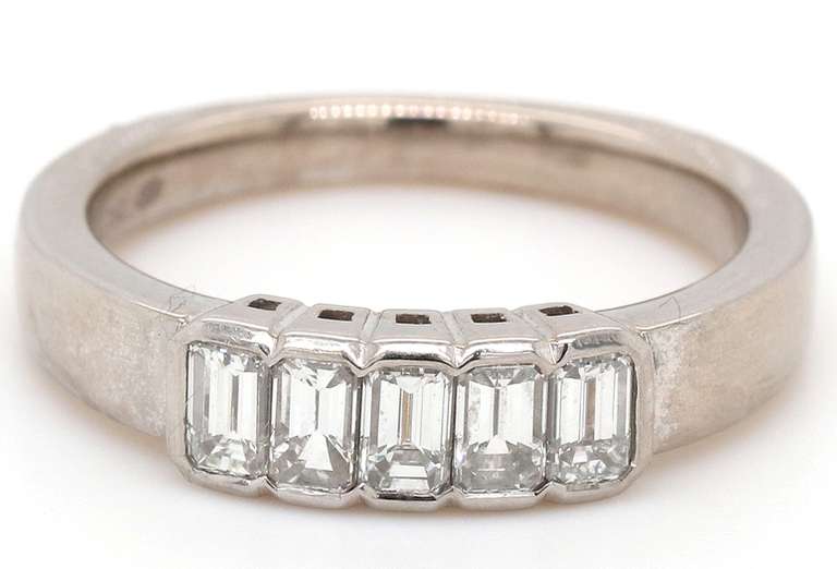 Dazzling White Gold 1cts Emerald Cut Diamond Band