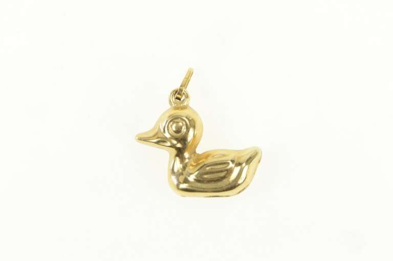14K Yellow Gold 3D Puffy Rubber Ducky Duck Mallard Charm/Pendant