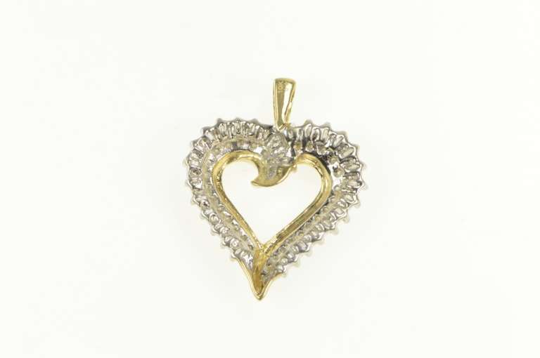 10K Yellow Gold 0.75 Ctw Diamond Cluster Heart Love Symbol Pendant