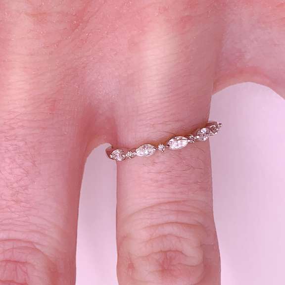 14kt Solid White Gold & Diamond Band Ring