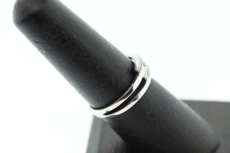 14kt Solid White Gold & Diamond Band Ring