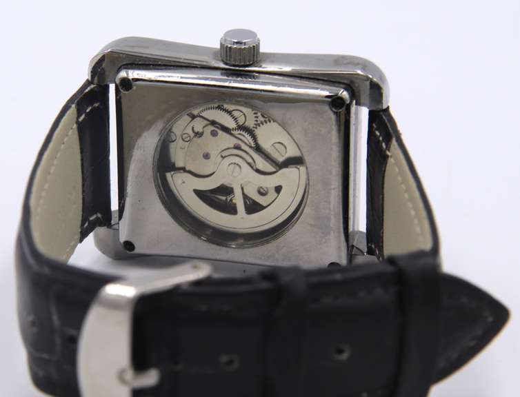 Sewor Automatic Watch with Black Leather Strap