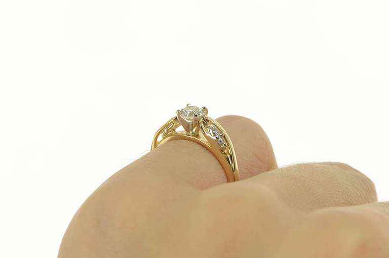 14K Yellow Gold 0.56 Ctw Diamond Round Classic Engagement Ring