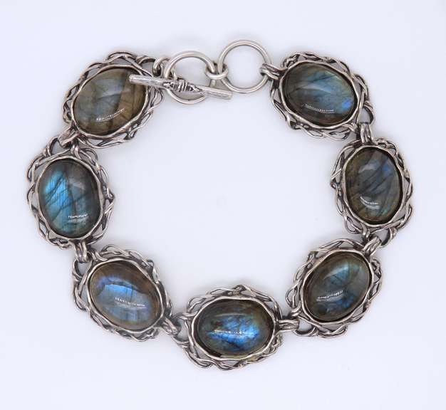 Vintage 925 Sterling Silver Israel Abalone Bracelet
