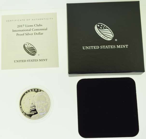 2017-P Lions Club International Centennial Proof Silver Dollar US Mint with Box and COA