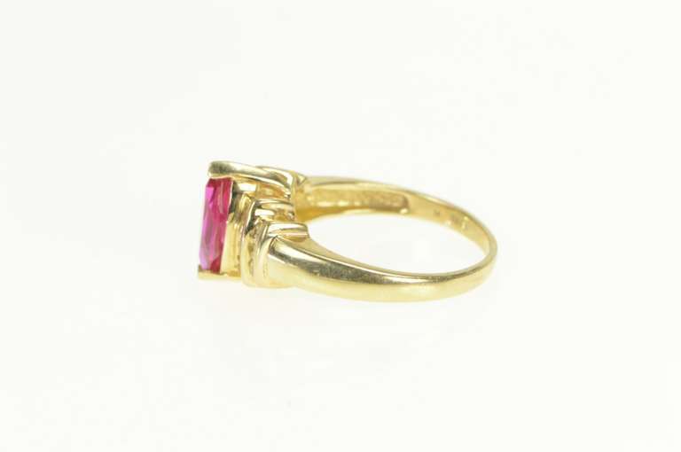 10K Yellow Gold Marquise Synthetic Ruby Diamond Statement Ring