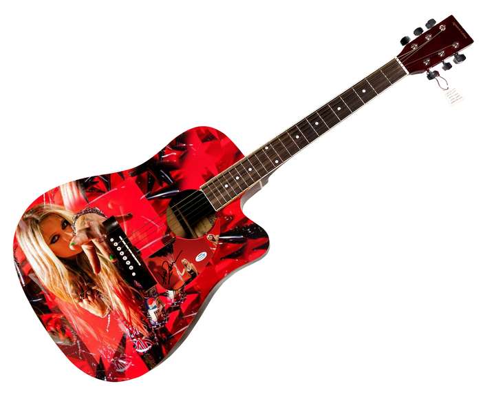 Avril Lavigne Wild Child Autographed Custom Graphics Photo Guitar ACOA
