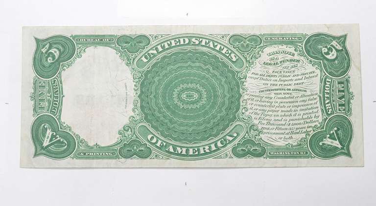 1907 $5.00 Washington, D.C. - WoodChopper - United States Large Note