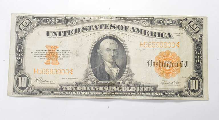 1922 $100 United States Gold Coin Large Note