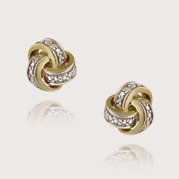 18K Gold Plated Diamond Accent Knot Earrings