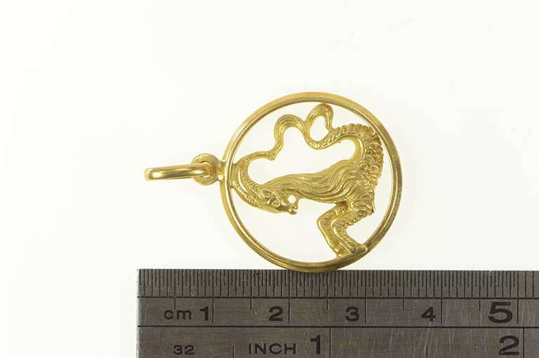 18K Yellow Gold 3D Capricorn Astrology Zodiac Sign Charm/Pendant
