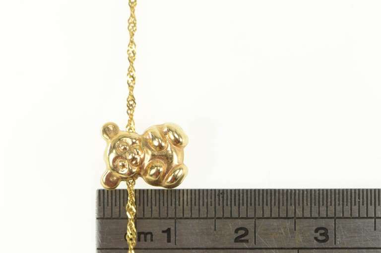 14K Yellow Gold Puffy Teddy Bear Stuffed Animal Twist Chain Necklace
