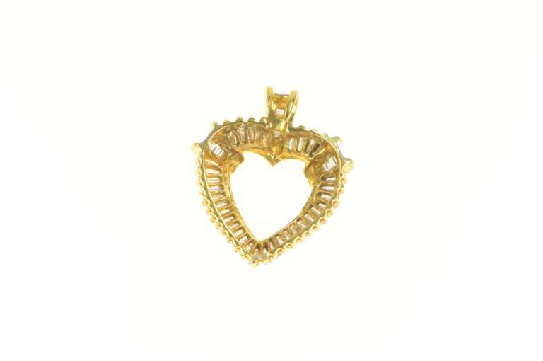 10K Yellow Gold 2.00 Ctw Baguette Diamond Heart Love Pendant
