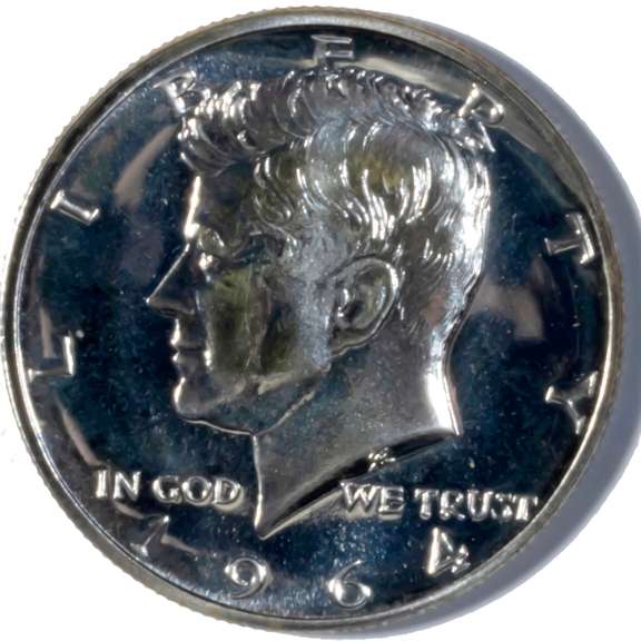 Sharp 1964 Accented Hair Kennedy Half Dollar.