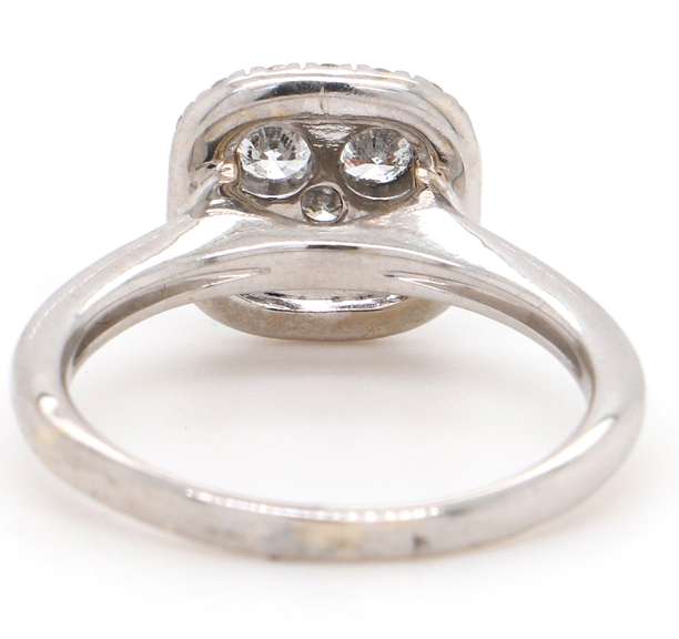 Charming White Gold Diamond Cluster Cushion Frame Ring