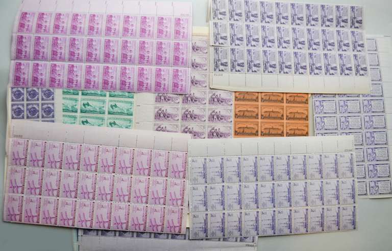 3 Cent Sheets of 30 and 165 Blocks of 4