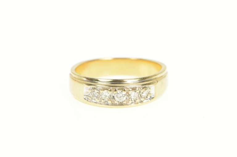 14K Yellow Gold 0.32 Ctw Diamond Classic Men's Wedding Ring