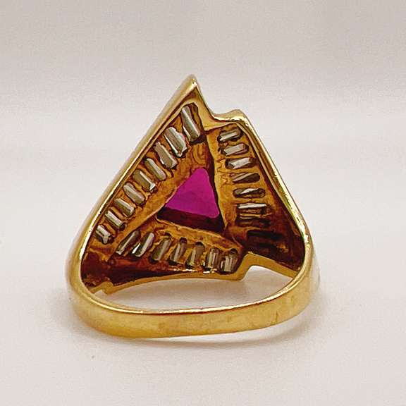 14kt Solid Yellow Gold, Ruby, & Diamond Cocktail Ring