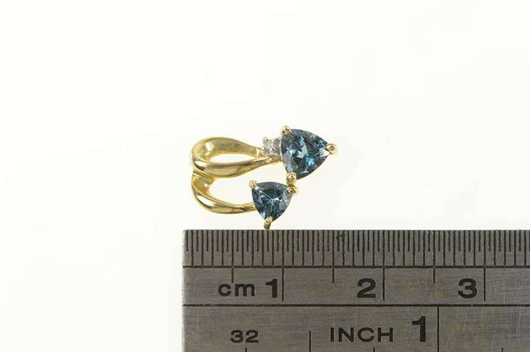 10K Yellow Gold Trillion London Blue Topaz Diamond Accent Pendant