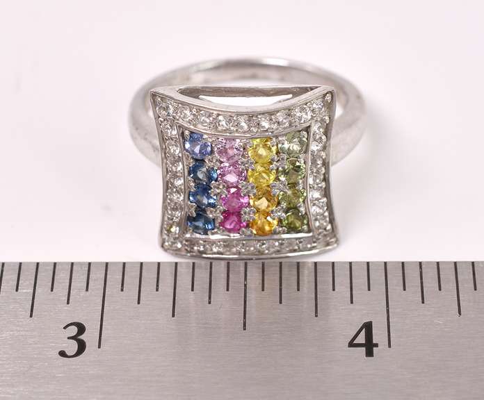 Multi-gem Sterling Silver Ring