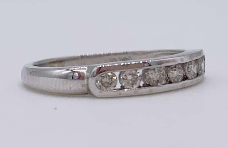 14kt Solid White Gold & Diamond Band Ring