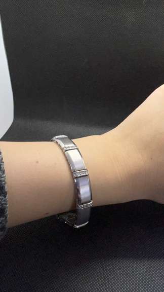 HANDSOME MATTE FINISH 14K WHITE GOLD MEN'S BRACELET WITH 1.75 CT DIAMONDS