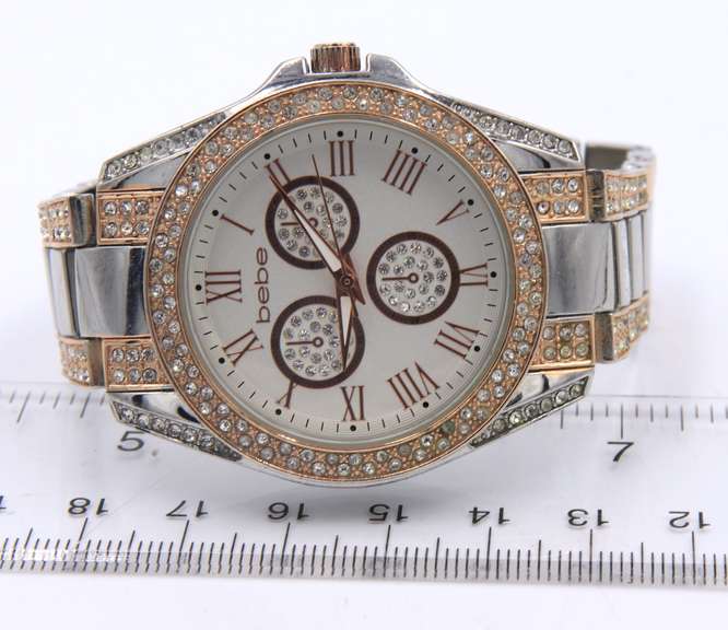 Bebe Rhinestone Chronograph Watch