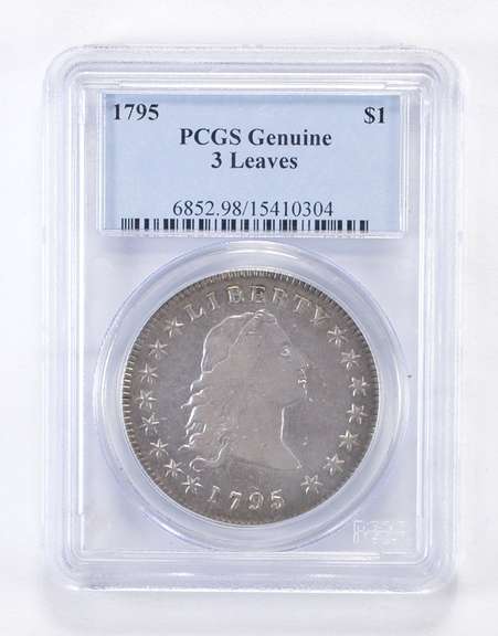 1795 Flowing Hair Silver Dollar - 3 Leaves - Graded PCGS