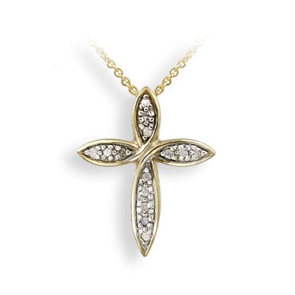 Diamond Ribbon Cross Necklace