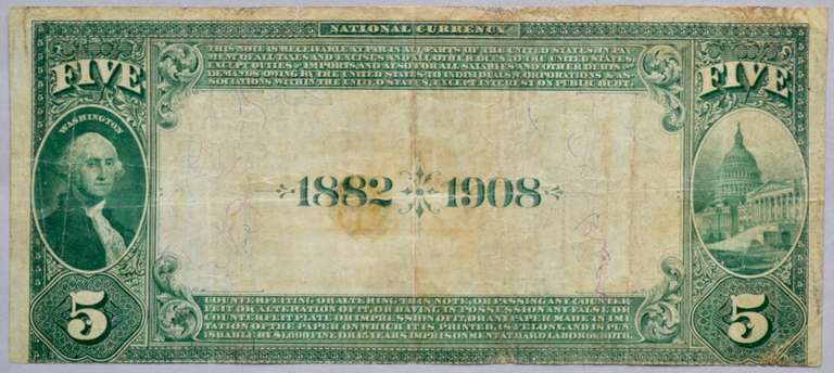 $5 Series Of 1882 Second National Bank Of Reading National Note
