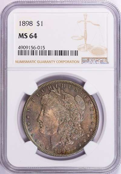 Superb Toned 1898P Morgan Silver Dollar NGC Holder MS 64!