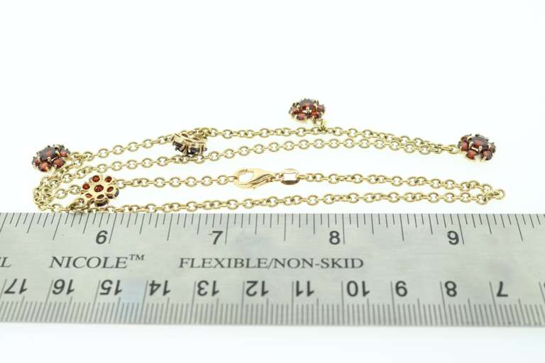 14kt Solid Yellow Gold & Garnet Flower Necklace
