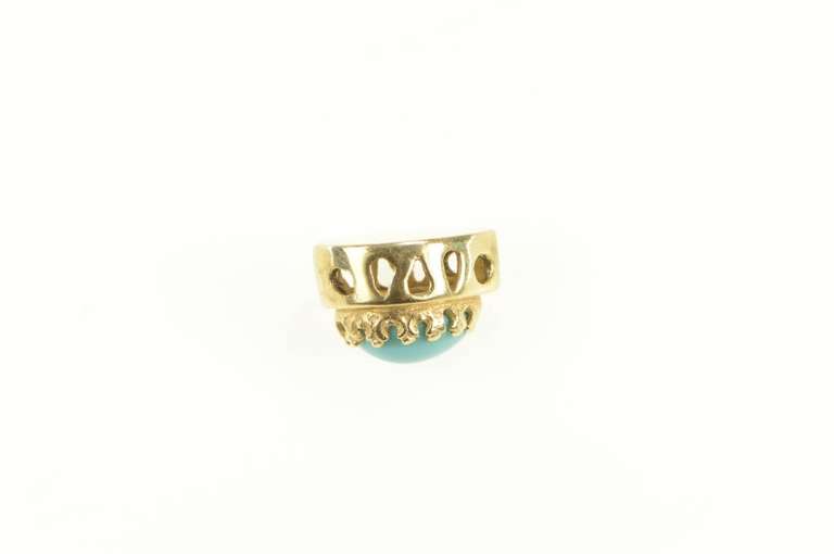 14K Yellow Gold Pear Turquoise Vintage Slide Bracelet Charm/Pendant
