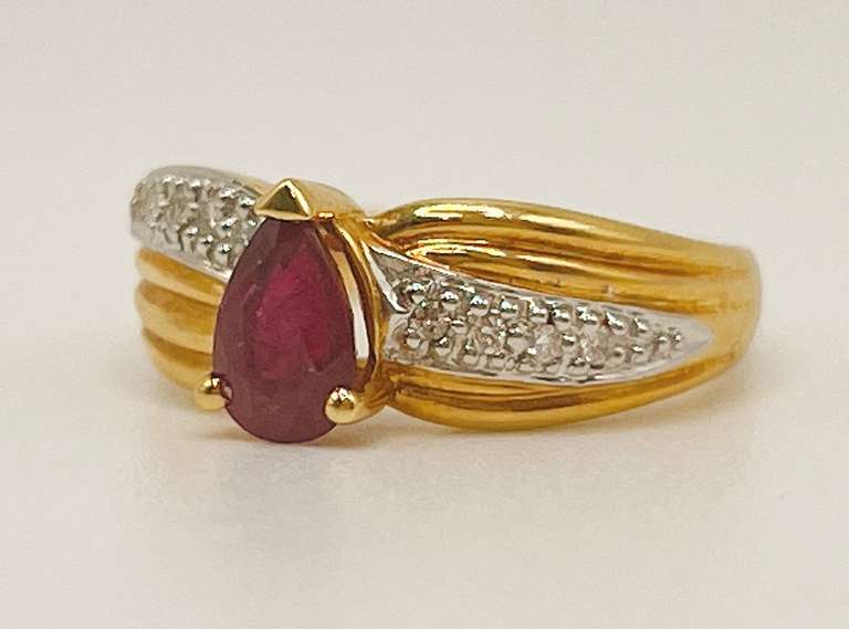 18kt Solid Yellow Gold, Ruby, and Diamond Band Ring