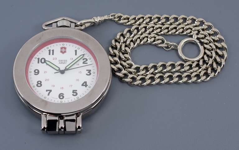 Rugged Swiss Army Pocket Watch in SS