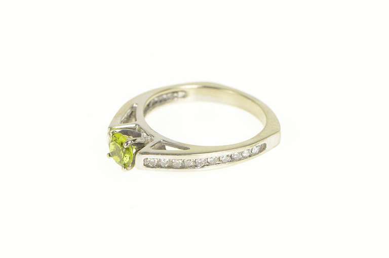 14K White Gold Peridot Diamond Accent Channel Engagement Ring